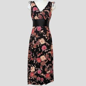 90s Whimsigoth Babydoll Dress M Satin Lace-up Moody Floral Y2K Fairy Goth Witchy